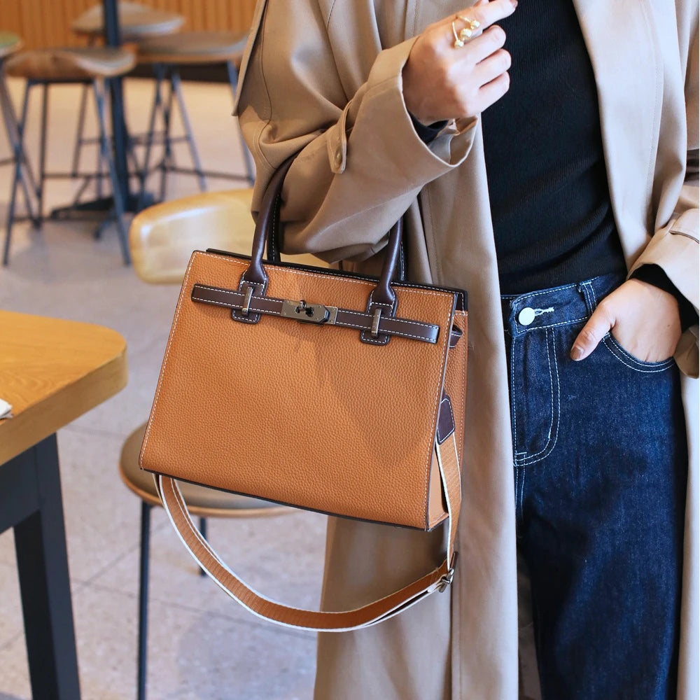Title:
The Birkin Heritage Satchel - Camel & Cream | Luxe Carry