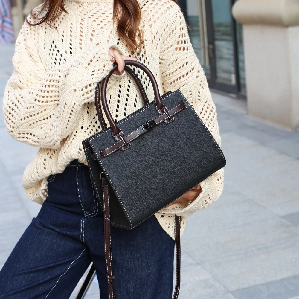 Title:
The Birkin Heritage Satchel - Camel & Cream | Luxe Carry