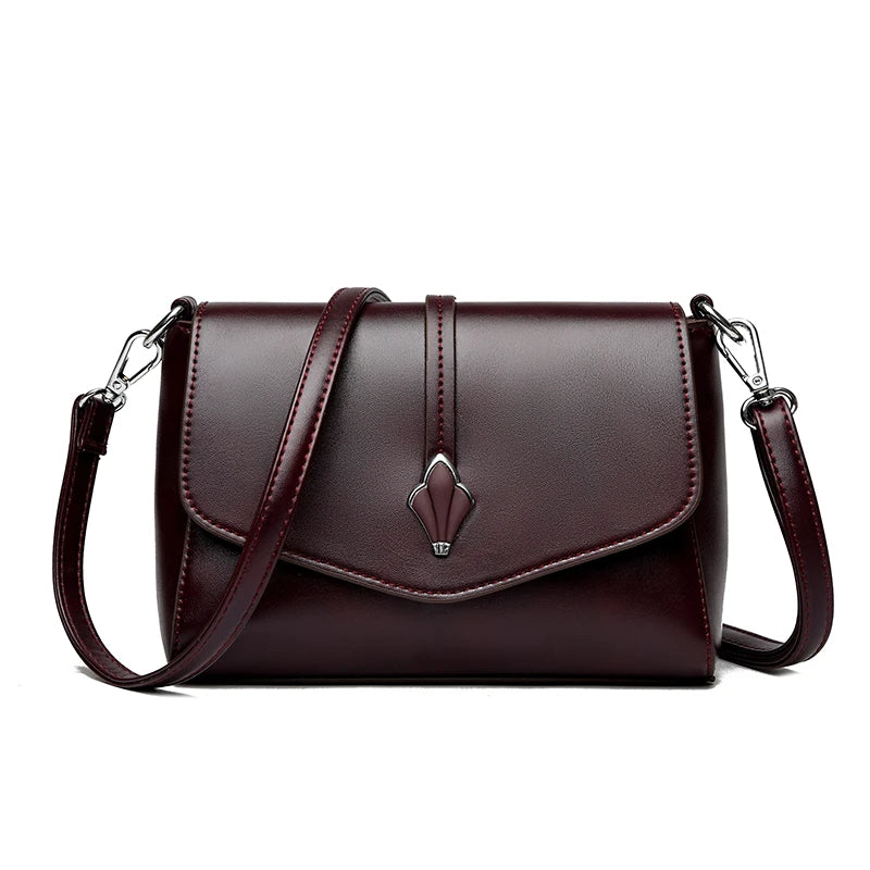 Women's Brown Crossbody Bag | Faux Leather Shoulder Bag with Adjustable Strap & Metal Buckle