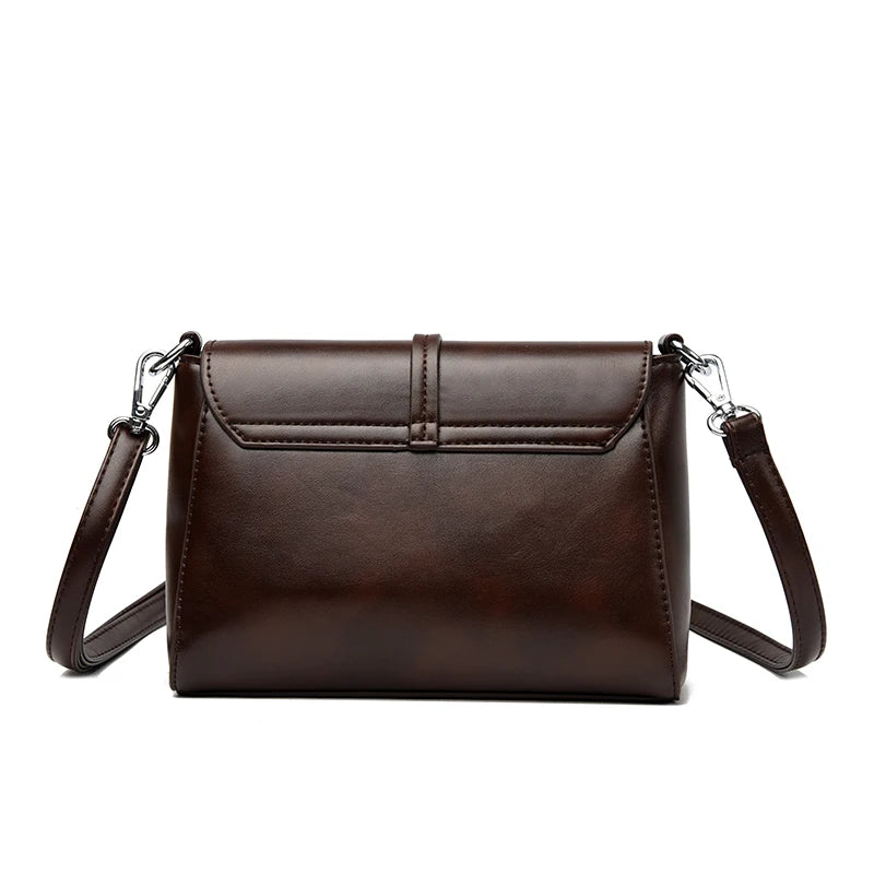Women's Brown Crossbody Bag | Faux Leather Shoulder Bag with Adjustable Strap & Metal Buckle