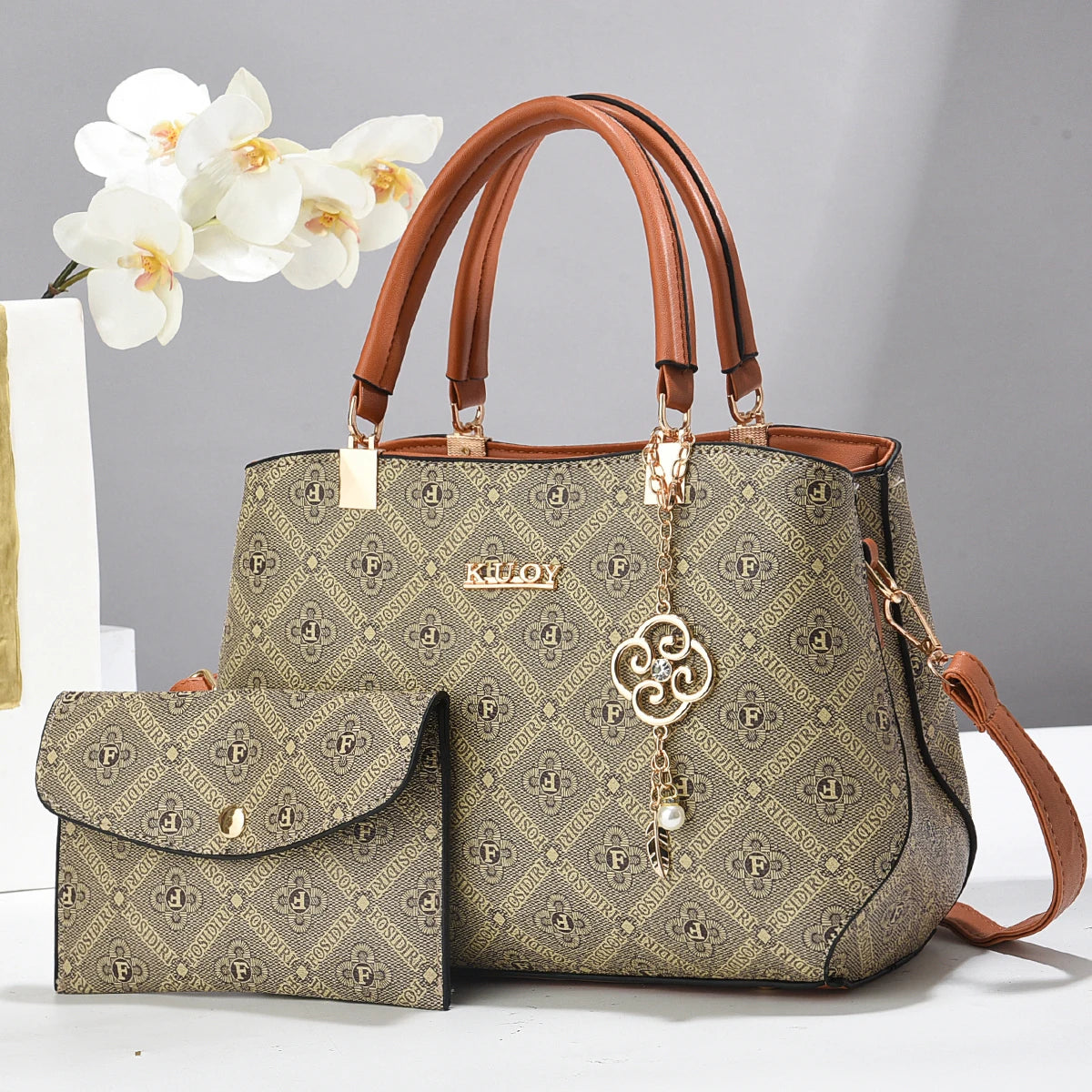 Elegance Vintage Embossed Tote Bag with Detachable Crossbody Strap
