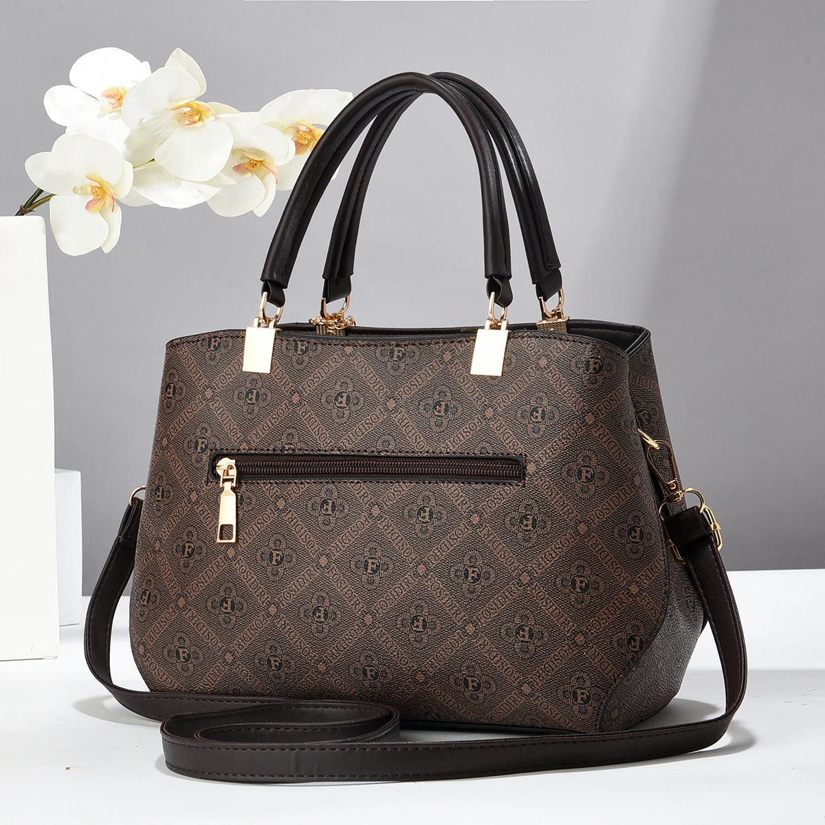 Elegance Vintage Embossed Tote Bag with Detachable Crossbody Strap