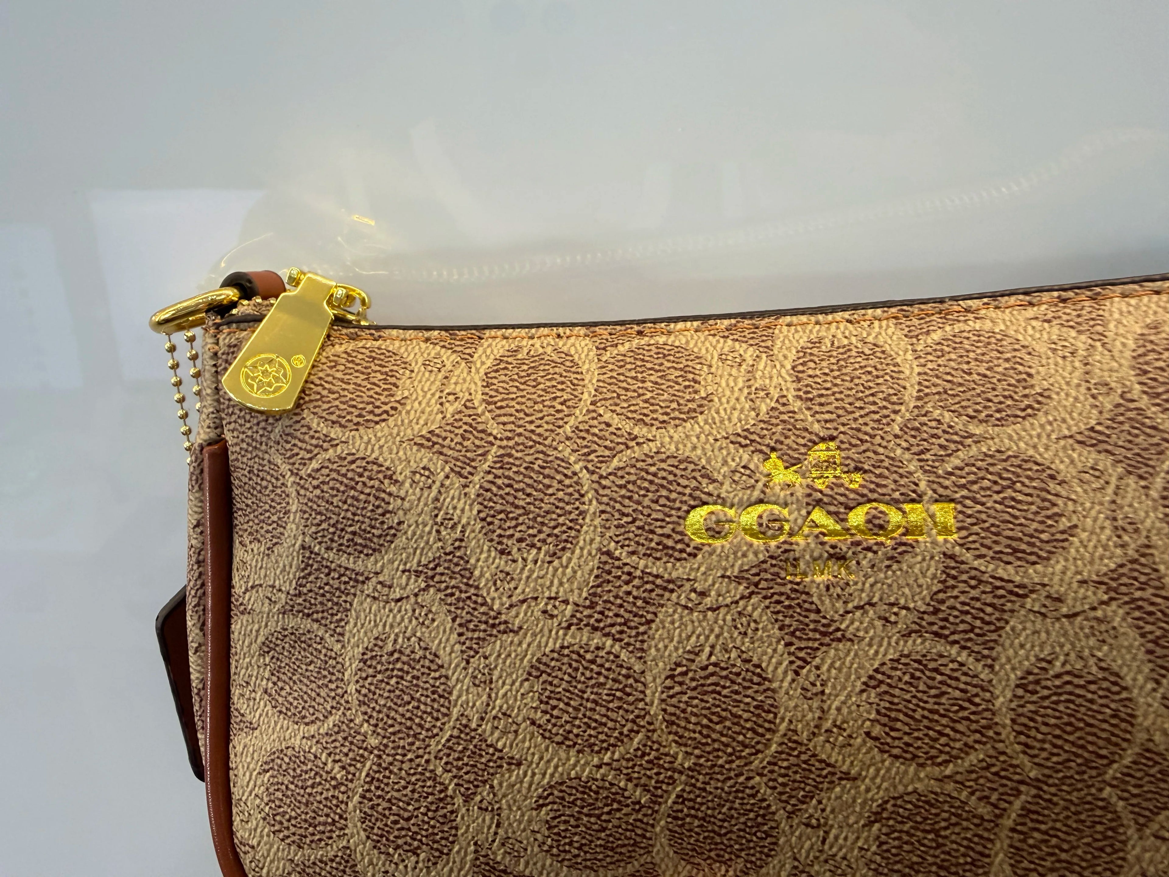 Emblem Canvas Shoulder Bag - Classic Curved Baguette Bag