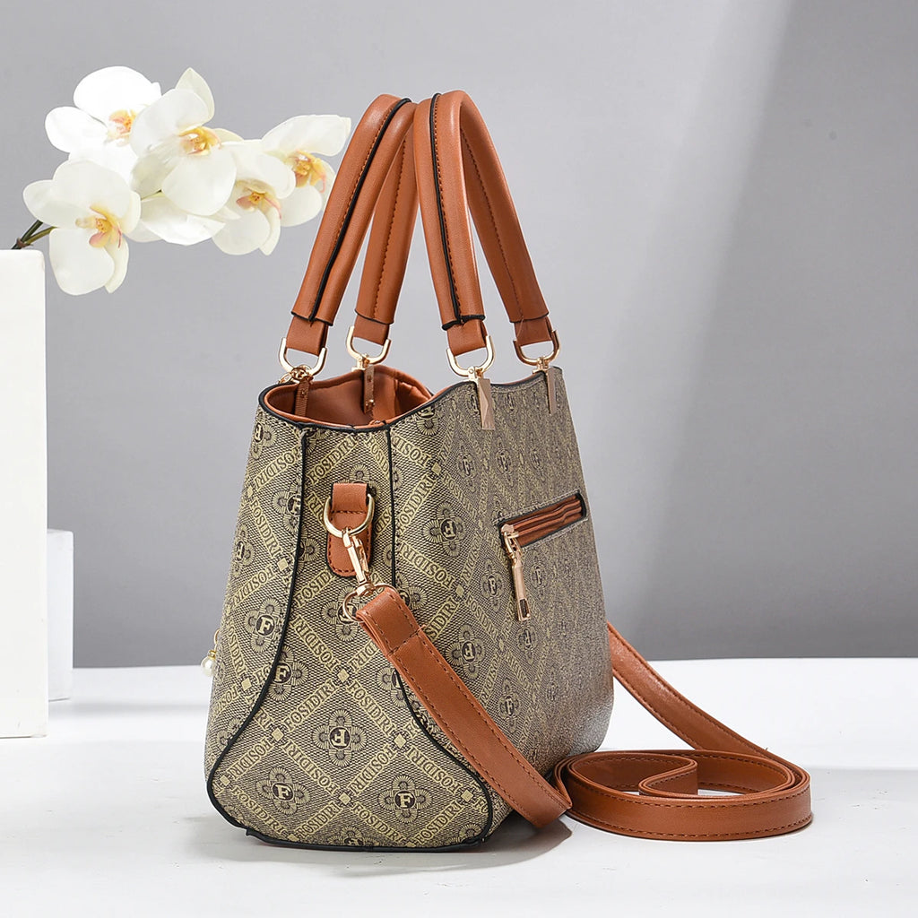 Elegance Vintage Embossed Tote Bag with Detachable Crossbody Strap