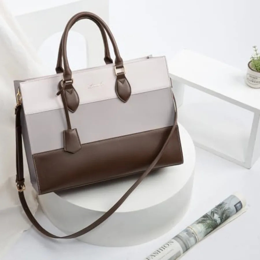 Laptop Tote Bag for Women, Work Totes Business Office Computer Briefcase with Clutch Purse