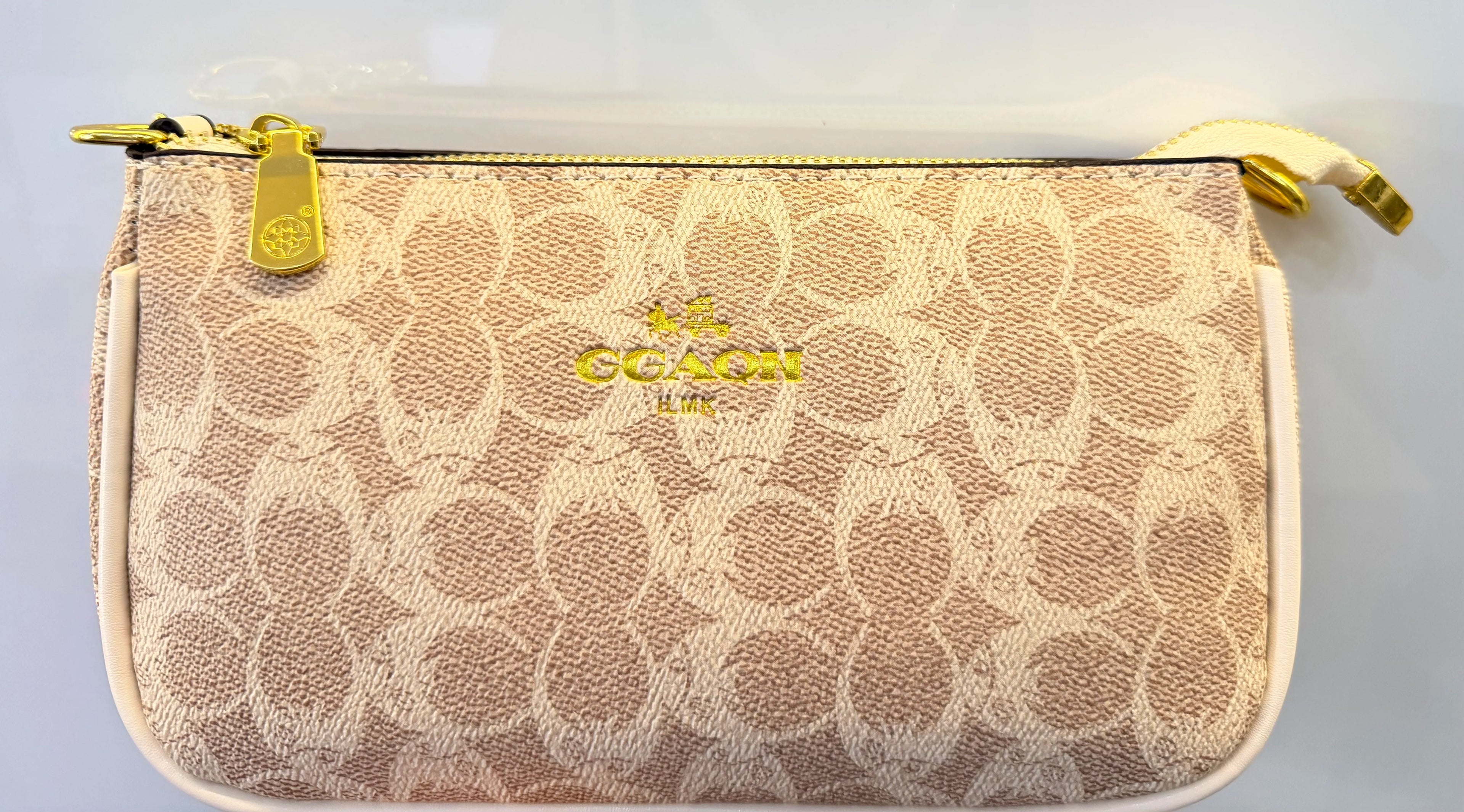 Emblem Canvas Shoulder Bag - Classic Curved Baguette Bag