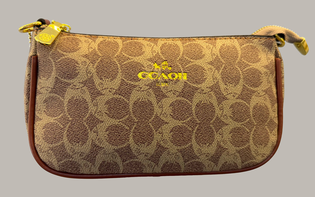 Emblem Canvas Shoulder Bag - Classic Curved Baguette Bag