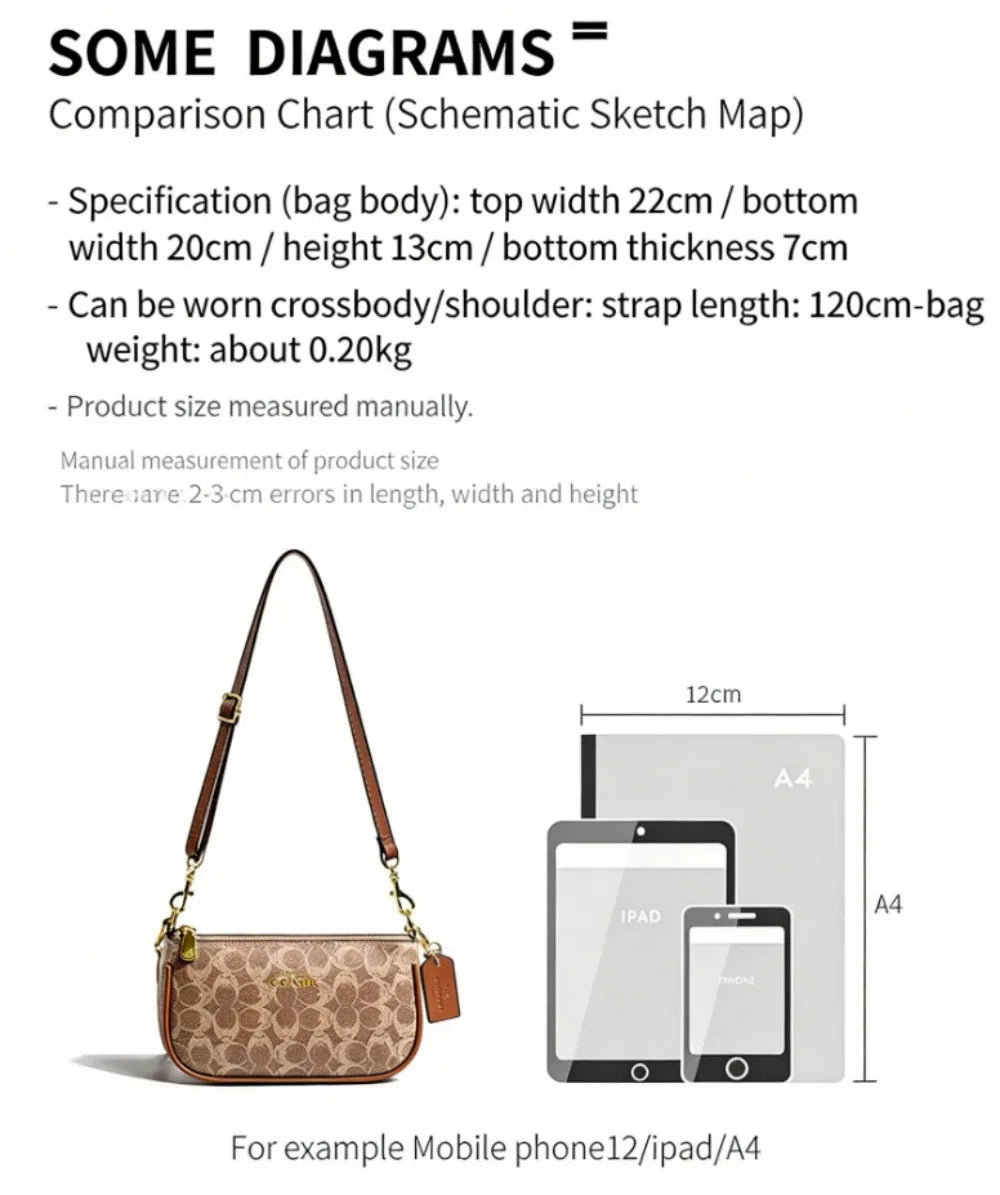 Emblem Canvas Shoulder Bag - Classic Curved Baguette Bag