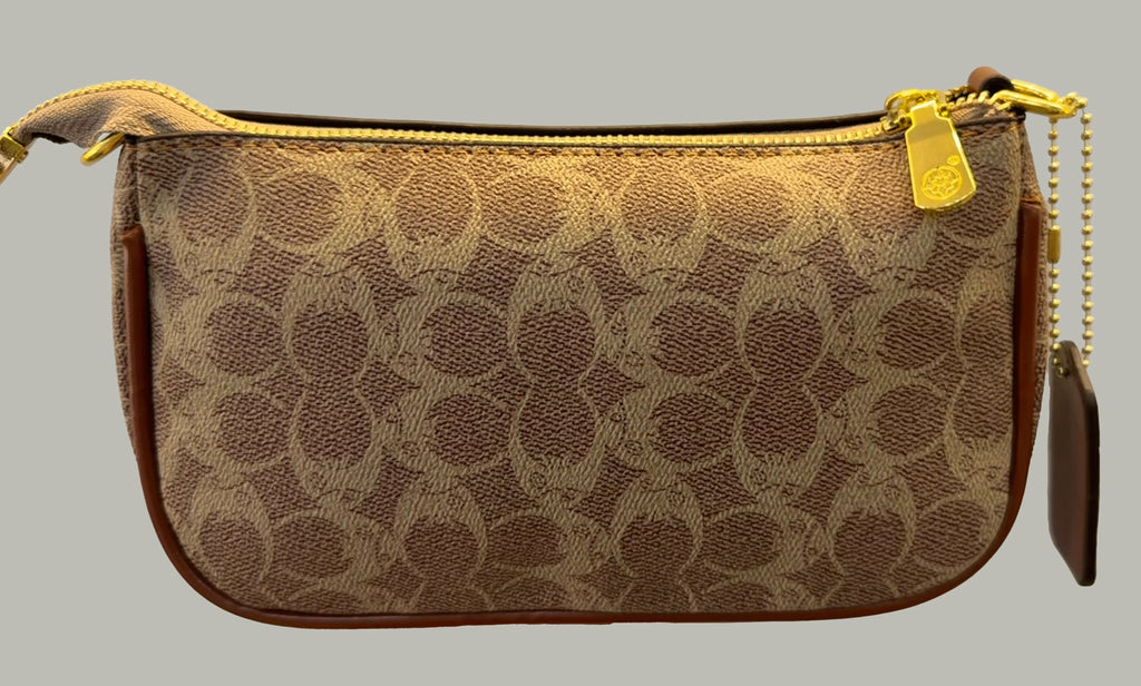Emblem Canvas Shoulder Bag - Classic Curved Baguette Bag