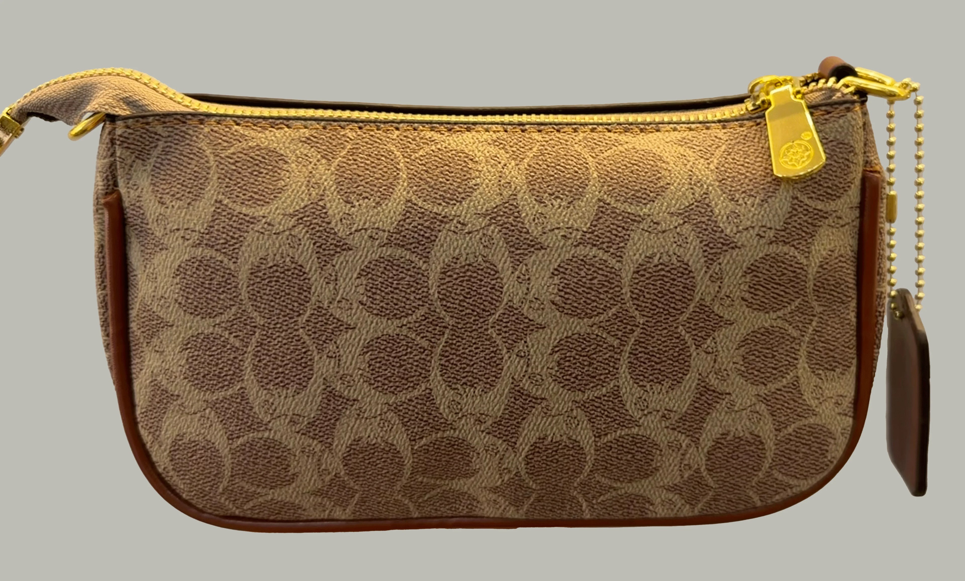 Emblem Canvas Shoulder Bag - Classic Curved Baguette Bag