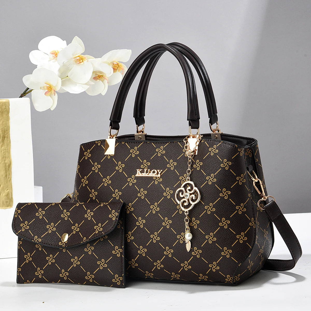 Elegance Vintage Embossed Tote Bag with Detachable Crossbody Strap
