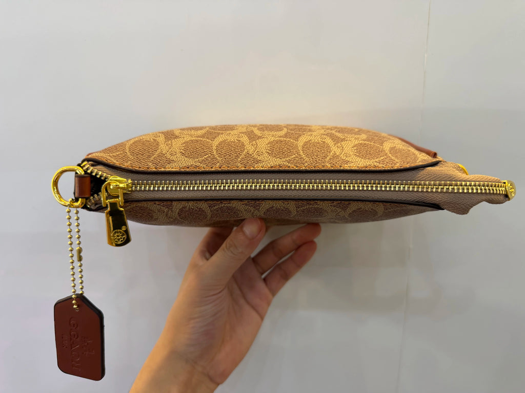 Emblem Canvas Shoulder Bag - Classic Curved Baguette Bag