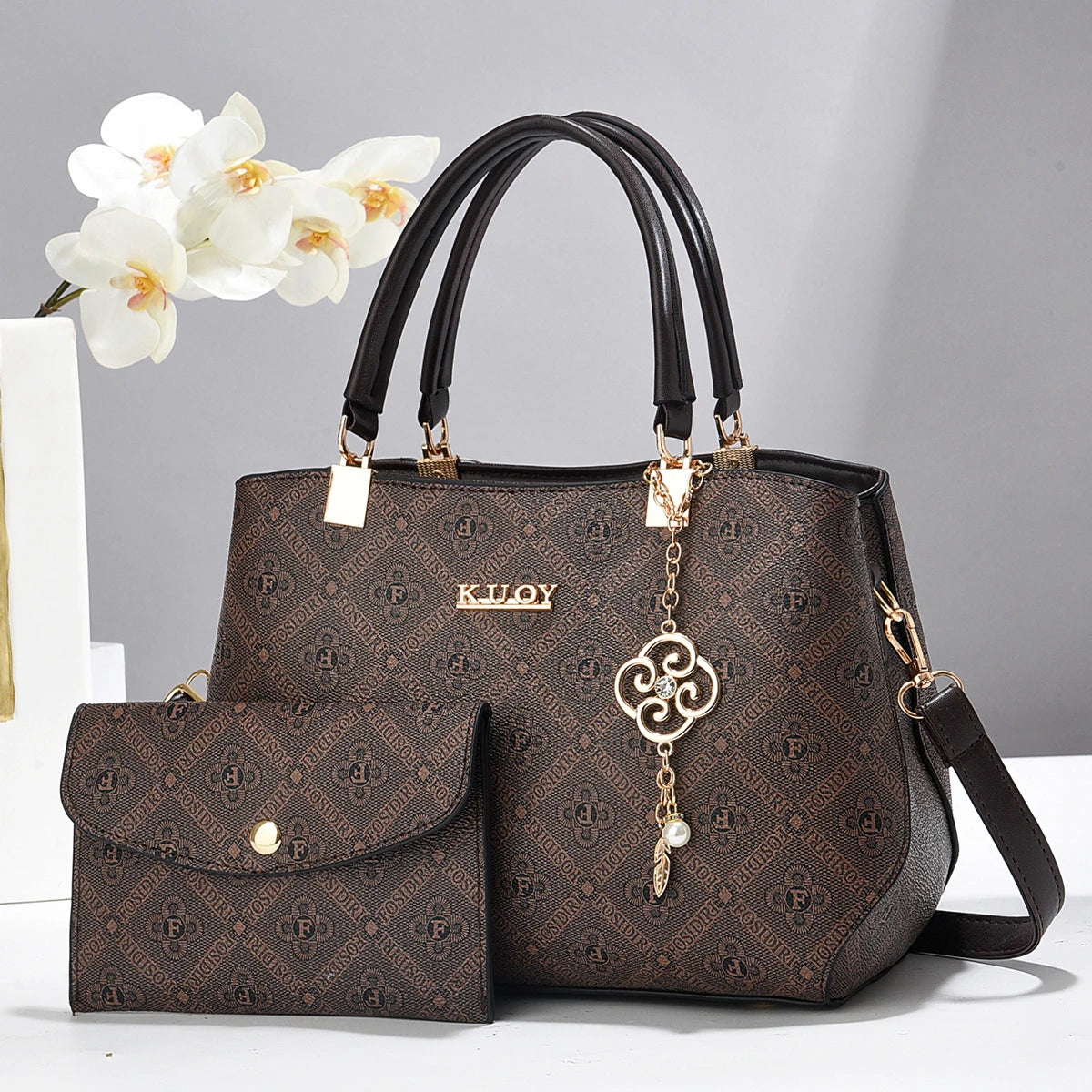 Elegance Vintage Embossed Tote Bag with Detachable Crossbody Strap