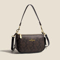 Emblem Canvas Shoulder Bag - Classic Curved Baguette Bag