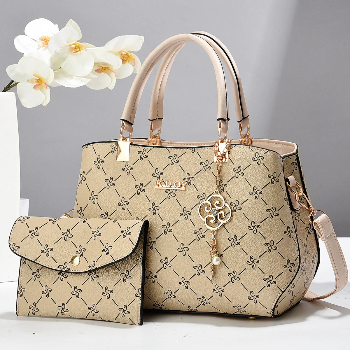 Elegance Vintage Embossed Tote Bag with Detachable Crossbody Strap